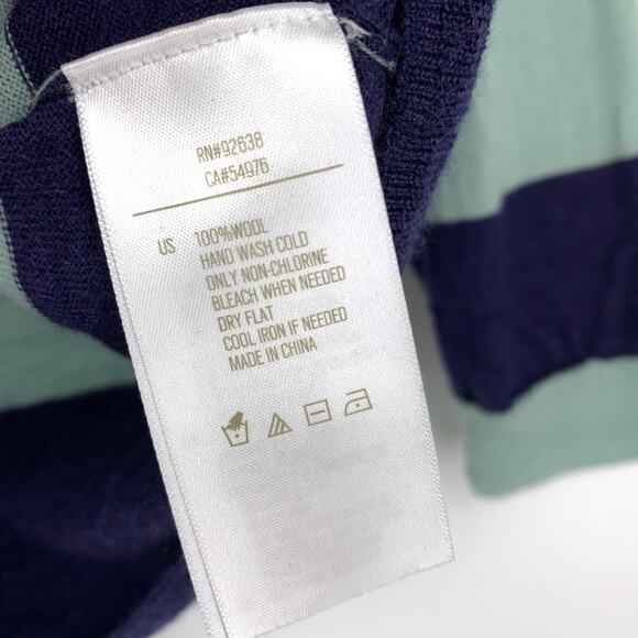 Fossil Pullover Wool Crew Neck Sweater Womens Size Medium Striped Blue - Picture 6 of 6